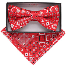 Load image into Gallery viewer, Vittorio Farina Geometric Designer Bow Tie & Pocket Square