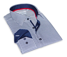 Load image into Gallery viewer, Michael Button-Up Shirt With Contrast Details // Navy Check // Contemporary Fit (Regular)