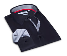 Load image into Gallery viewer, Richard Button-Up Shirt With Contrast Details // Black // Contemporary Fit (Regular)