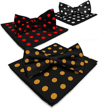 Load image into Gallery viewer, Vittorio Farina Polka Dot Bow Tie & Pocket Square by Classy Cufflink