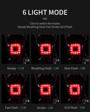 Load image into Gallery viewer, Bicycle Light Smart Rear Taillight USB LED Waterproof Safety Stop Signal Brake Cycling Lamp Waterproof Bike Rear Lights USB Rechargeable Ultra Bright Led Brake Light Cycling Riding Safety Taillight Flashlight