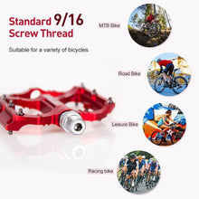 Load image into Gallery viewer, Bicycle Pedal CNC Aluminum Alloy Flat Bicycle Platform Pedal Light Non-Slip Pedal Mountain Bike Riding Pedal Mountain Bike Pedals Sealed Bearing Aluminum Alloy Flat Pedals Road Bicycle Pedals