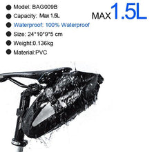 Load image into Gallery viewer, Bike Bag Waterproof Large Capacity Bicycle Bag Cycling Foldable Road Trunk Bike Packing Large Bike Bags Waterproof Bike Bag Under Seat Roll Up Cycling Rear Tail Pack Black 13L