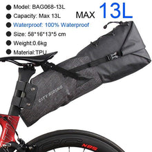 Load image into Gallery viewer, Bike Bag Waterproof Large Capacity Bicycle Bag Cycling Foldable Road Trunk Bike Packing Large Bike Bags Waterproof Bike Bag Under Seat Roll Up Cycling Rear Tail Pack Black 13L
