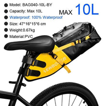 Load image into Gallery viewer, Bike Bag Waterproof Large Capacity Bicycle Bag Cycling Foldable Road Trunk Bike Packing Large Bike Bags Waterproof Bike Bag Under Seat Roll Up Cycling Rear Tail Pack Black 13L