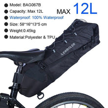 Load image into Gallery viewer, Bike Bag Waterproof Large Capacity Bicycle Bag Cycling Foldable Road Trunk Bike Packing Large Bike Bags Waterproof Bike Bag Under Seat Roll Up Cycling Rear Tail Pack Black 13L