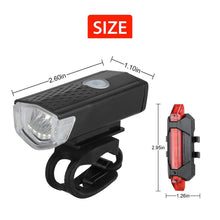 Load image into Gallery viewer, Bike Bicycle Light USB LED Rechargeable Set Mountain Cycle Front Back Headlight Lamp Flashlight USB Rechargeable Bike Light Set Bike Headlight Tail Light For Night Riding