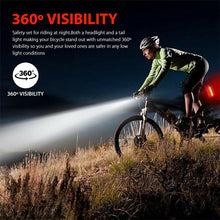 Load image into Gallery viewer, Bike Bicycle Light USB LED Rechargeable Set Mountain Cycle Front Back Headlight Lamp Flashlight USB Rechargeable Bike Light Set Bike Headlight Tail Light For Night Riding