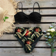 Load image into Gallery viewer, Bikini Female Swimsuit Women Swimwear Push Up Bikinis Set High Waist Swimming Suits Two Piece Set Women Swimsuit Solid Printed Bikini Push-Up Pad Swimwear Set Beachwear Ruffled Bathing Suit