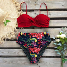 Load image into Gallery viewer, Bikini Female Swimsuit Women Swimwear Push Up Bikinis Set High Waist Swimming Suits Two Piece Set Women Swimsuit Solid Printed Bikini Push-Up Pad Swimwear Set Beachwear Ruffled Bathing Suit