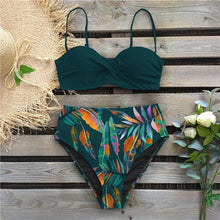 Load image into Gallery viewer, Bikini Female Swimsuit Women Swimwear Push Up Bikinis Set High Waist Swimming Suits Two Piece Set Women Swimsuit Solid Printed Bikini Push-Up Pad Swimwear Set Beachwear Ruffled Bathing Suit