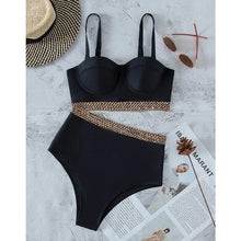 Load image into Gallery viewer, Bikini New 2 Piece Women Swimsuit Women's High Waist Bikini Set Fashion Puff Sleeve Swimwear Set Bathing Suits Solid Color Short Puff Sleeve Summer High Waist Cut Backless Bathing Suit Beachwear