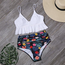 Load image into Gallery viewer, Bikini Push Up Summer Floral Swimwear Sport Women Plus Size Swimming Suit For Women Women Bikini Set Ruffle Two Piece Swimsuit Flounce Push Up Cutout Swimwear Bathing Suits Swimsuit High Waist Bikini Set