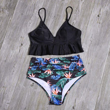 Load image into Gallery viewer, Bikini Push Up Summer Floral Swimwear Sport Women Plus Size Swimming Suit For Women Women Bikini Set Ruffle Two Piece Swimsuit Flounce Push Up Cutout Swimwear Bathing Suits Swimsuit High Waist Bikini Set
