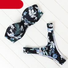 Load image into Gallery viewer, Bikini Set High Cut Solid Swimsuit Women Swimwear Push Up Bathing Suit Beachwear Leopard Bikini Women's Ribbed Underwire Bikini High Cut Bikini V Swimwear Butterfly Print High Leg Bikini Swimsuit