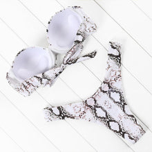 Load image into Gallery viewer, Bikini Set High Cut Solid Swimsuit Women Swimwear Push Up Bathing Suit Beachwear Leopard Bikini Women's Ribbed Underwire Bikini High Cut Bikini V Swimwear Butterfly Print High Leg Bikini Swimsuit