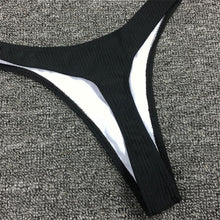 Load image into Gallery viewer, Bikini Set Swimsuit Small Cup High Cut Style Beach Solid Black White Micro Swimwear Thong Bikinis Women's Micro String Bikini Swimsuits Padded High Cut Bathing Suits