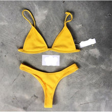 Load image into Gallery viewer, Bikini Set Swimsuit Small Cup High Cut Style Beach Solid Black White Micro Swimwear Thong Bikinis Women's Micro String Bikini Swimsuits Padded High Cut Bathing Suits