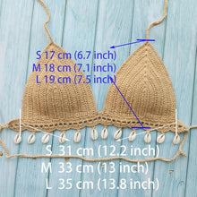 Load image into Gallery viewer, Bikini Set Woman Crochet Shell Tassel Bikini Top And Seashell Beach Skirt Lace See Through Bikini Women Beach Summer 2 Piece Outfits Crochet Mesh Bikini Top and Skirt Set