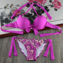 Load image into Gallery viewer, Bikini Solid Strappy Bandage Bikinis Set White Push Up Bikini Swimwear Swimsuit Bathing Suit Women's Ribbed Tie Bikini Adjustable Lace Up Bottom String Women Swimsuit