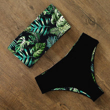 Load image into Gallery viewer, Bikini Swimwear Swimsuit Women Floral Print High Waist Bikini Set Back Cross Bathing Suit Female Beach Wear Women's Bikini Swimsuits Strapless Two Pieces Bathing Suits