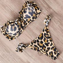 Load image into Gallery viewer, Bikini Swimwear Women Swimsuit Leopard Bikini Set Women's Halter Triangle Bikini Bottom Cheeky Two Piece Swimsuits Push Up Bathing Suit Female Summer Beach Wear