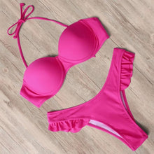 Load image into Gallery viewer, Bikini Swimwear Women Swimsuit Leopard Bikini Set Women's Halter Triangle Bikini Bottom Cheeky Two Piece Swimsuits Push Up Bathing Suit Female Summer Beach Wear