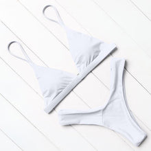 Load image into Gallery viewer, Bikini Swimwear Women Swimsuit Push Up Micro Bikinis Set Swimming Bathing Suit Beachwear Summer Thong Bottom Two Piece Bikini Double Shoulder Straps Cute Swimsuit Triangle Bathing Bikini