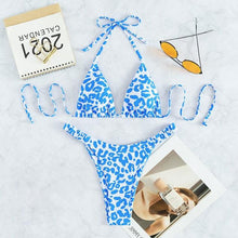 Load image into Gallery viewer, Bikini Women Orange Leopard Push Up Padded Thong Swimsuit Female Cut Out Bathing Suit Swimwear Padded Push up Thong Bikini Sets Swimsuits for Women