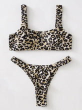 Load image into Gallery viewer, Bikini Women Orange Leopard Push Up Padded Thong Swimsuit Female Cut Out Bathing Suit Swimwear Padded Push up Thong Bikini Sets Swimsuits for Women