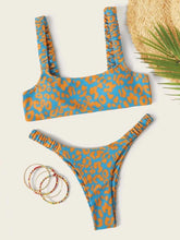 Load image into Gallery viewer, Bikini Women Orange Leopard Push Up Padded Thong Swimsuit Female Cut Out Bathing Suit Swimwear Padded Push up Thong Bikini Sets Swimsuits for Women