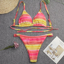 Load image into Gallery viewer, Bikini Women Push Up Swimsuit 3 Piece Bikini Set With Cover Up Women's Fashion 3 Piece Tie Dye Top Bikini Set Swimsuit Cover Up Skirt Swimwear Push Up Bather Swim Wear