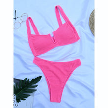 Load image into Gallery viewer, Bikini Women Swimsuit Female Bikini Set Solid Swimwear For Women Bathing Suit Swimming Suits Beach Wear Underwire Bikini High Cut Bikini Swimwear Solid Color High Leg Bikini Swimsuit