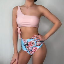 Load image into Gallery viewer, Bikini Women Swimwear Push Up Swimsuit One Shoulder Print Lightweight Bikini Set Bathing Suit Beach Swimming Suit High Waist Comfy One Shoulder Bikini Set Bathing Suit For Women