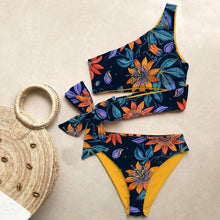 Load image into Gallery viewer, Bikini Women Swimwear Push Up Swimsuit One Shoulder Print Lightweight Bikini Set Bathing Suit Beach Swimming Suit High Waist Comfy One Shoulder Bikini Set Bathing Suit For Women