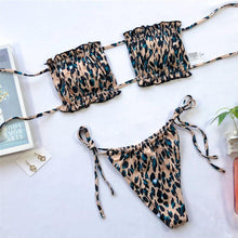 Load image into Gallery viewer, Bikinis Set For Women Swimsuit Summer Beach Wear Bathing Suits Women Bikini Swimwear Women's Ruffle Tie Side Bikini Set High Cut Strapless Padded Solid Bathing Suit