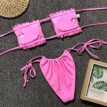 Load image into Gallery viewer, Bikinis Set For Women Swimsuit Summer Beach Wear Bathing Suits Women Bikini Swimwear Women's Ruffle Tie Side Bikini Set High Cut Strapless Padded Solid Bathing Suit