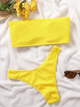 Load image into Gallery viewer, Bikinis Swimsuit Women Push Up Bikini Set Female Swimwear Women's Strapless Solid Color 2 Pieces Bathing Suit Swimsuit Swimsuits Off Shoulder High Waist Bathing Suit High Cut Swimwear For Summer