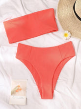 Load image into Gallery viewer, Bikinis Swimsuit Women Push Up Bikini Set Female Swimwear Women's Strapless Solid Color 2 Pieces Bathing Suit Swimsuit Swimsuits Off Shoulder High Waist Bathing Suit High Cut Swimwear For Summer