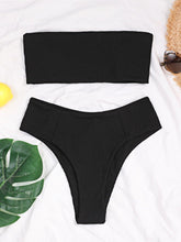 Load image into Gallery viewer, Bikinis Swimsuit Women Push Up Bikini Set Female Swimwear Women's Strapless Solid Color 2 Pieces Bathing Suit Swimsuit Swimsuits Off Shoulder High Waist Bathing Suit High Cut Swimwear For Summer