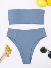 Load image into Gallery viewer, Bikinis Swimsuit Women Push Up Bikini Set Female Swimwear Women's Strapless Solid Color 2 Pieces Bathing Suit Swimsuit Swimsuits Off Shoulder High Waist Bathing Suit High Cut Swimwear For Summer