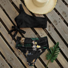 Load image into Gallery viewer, Bikinis Women New One Shoulder Swimwear High Waist Swimsuit Bandage Bathing Suits Beach Wear Female Lace Two Piece Swim Dress with Bikini Bottom Bathing Suits
