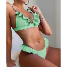 Load image into Gallery viewer, Bikinis Women's Swimsuits Crop Top High Cut Bikini Set String Bathing Suits Two Piece Swimsuits Ruffle Women's Swimwear Push Up Bathing Suits High Cut Bikini Set Two Piece Bathing Suits For Women