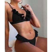 Load image into Gallery viewer, Bikinis Women's Swimsuits Crop Top High Cut Bikini Set String Bathing Suits Two Piece Swimsuits Ruffle Women's Swimwear Push Up Bathing Suits High Cut Bikini Set Two Piece Bathing Suits For Women
