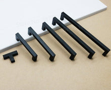 Load image into Gallery viewer, Black Cabinet Handle Square Furniture Hardware Stainless Steel Kitchen Door Knobs Cupboard Wardrobe Drawer Pulls Furniture Handle Drawer Pull Hardware Stainless Steel Kitchen Drawer Pulls Cabinet Handles