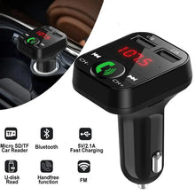 Load image into Gallery viewer, Black Car Bluetooth Wireless Hand-free Transmitter Dual USB Charger Music Player For Cars Easy Use Gadget
