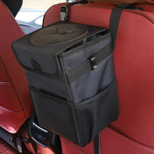 Load image into Gallery viewer, Black Car Trash Can Hanging Seat Back Bag Multi-functional Waterproof Folding Easy Storage Box For Cars