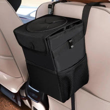 Load image into Gallery viewer, Black Car Trash Can Hanging Seat Back Bag Multi-functional Waterproof Folding Easy Storage Box For Cars