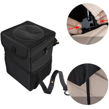 Load image into Gallery viewer, Black Car Trash Can Hanging Seat Back Bag Multi-functional Waterproof Folding Easy Storage Box For Cars