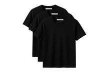 Load image into Gallery viewer, Mens Crew neck 3 Pack Solid 100% Cotton Double Neck Ribbed S-5XL